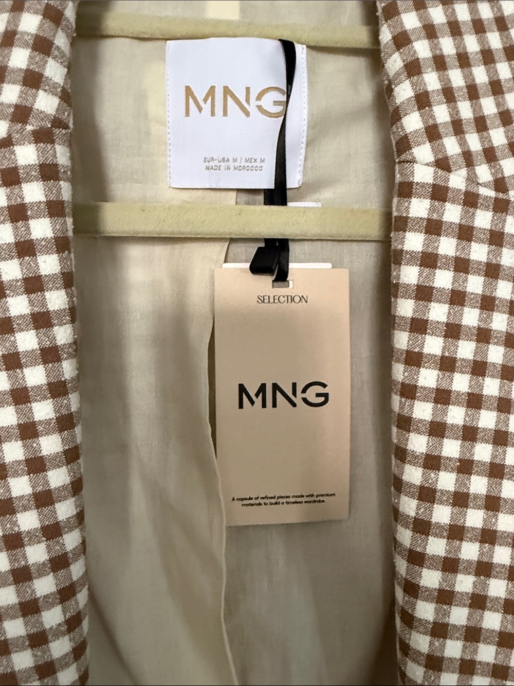 Mango Brown and White Gingham Blazer - Picture 7 of 7